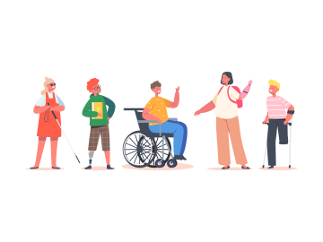 Illustrated image of people with difference disabilities 